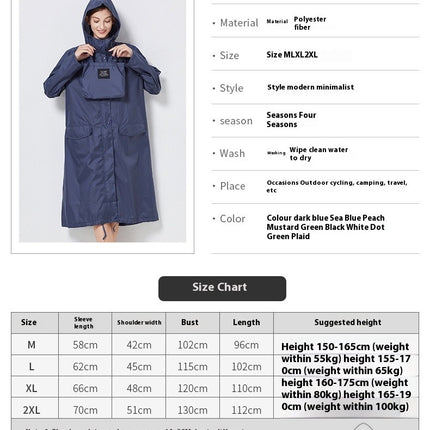 Long Waterproof Raincoat Women's Raincoats Rain Jacket Poncho with Pocket for Hiking Camping