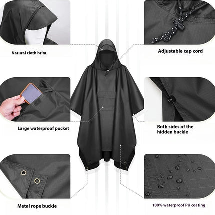 Raincoats Rain Poncho Multifunctional Waterproof Raincoat with Hood for Adult Outdoor Hiking Poncho-A