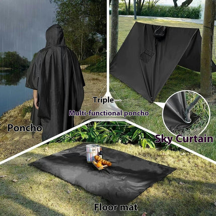 Raincoats Rain Poncho Multifunctional Waterproof Raincoat with Hood for Adult Outdoor Hiking Poncho-A