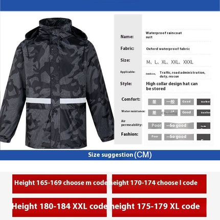 Men Raincoats Rain Suit Outdoor Reflective Waterproof Rain Jacket and Pants Rain Gear for Cycling