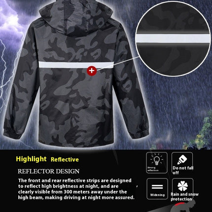 Men Raincoats Rain Suit Outdoor Reflective Waterproof Rain Jacket and Pants Rain Gear for Cycling