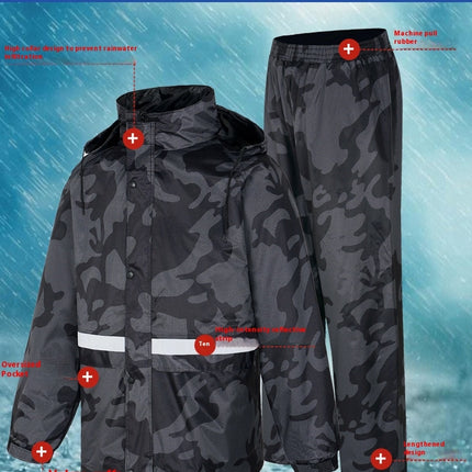 Men Raincoats Rain Suit Outdoor Reflective Waterproof Rain Jacket and Pants Rain Gear for Cycling