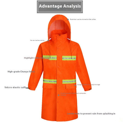 Men'S Raincoats Men'S Long Hood Reflective Rain Jacket Waterproof Emergency Raincoat Poncho