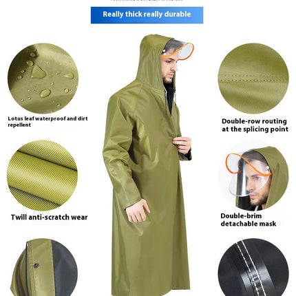 Men's Waterproof Rain Jacket with Hood Lightweight Windproof Outdoor Active Long Raincoat