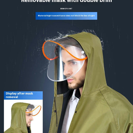 Men's Waterproof Rain Jacket with Hood Lightweight Windproof Outdoor Active Long Raincoat