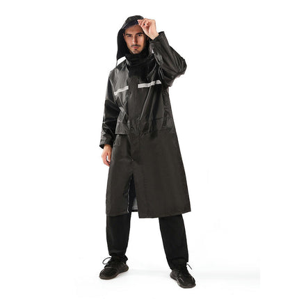 Men'S Raincoats  Waterproof Emergency Raincoat Poncho Men'S Long Hood Reflective Rain Jacket