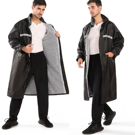 Men'S Raincoats  Waterproof Emergency Raincoat Poncho Men'S Long Hood Reflective Rain Jacket