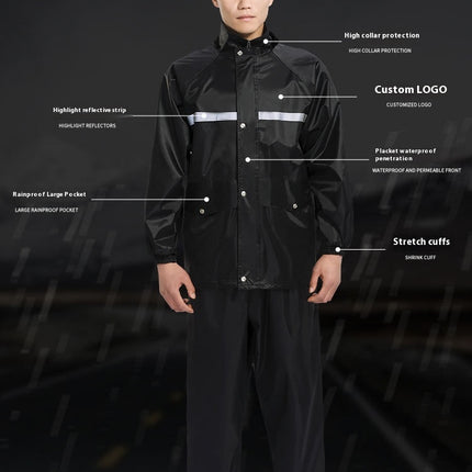 Men's Raincoats Lightweight Rain Jacket Reflective Raincoat and Rain Pants Outdoor Raincoat Suit