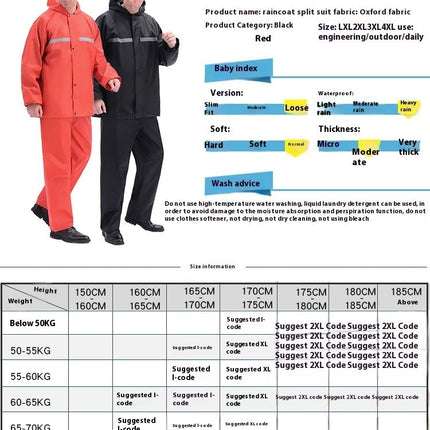 Men's Raincoats Waterproof and Windproof Outdoor Cycling Raincoat Raincoat and Rain Pants Set