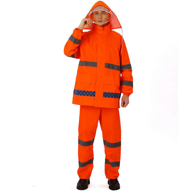 Reflective Rain Suits Outdoor Work Waterproof Rain Jacket Rain Pants Raincoat for Men Women