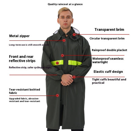 Men's Rain Coat Waterproof with Hood Long Reflective Raincoat Lightweight Rain Jacket