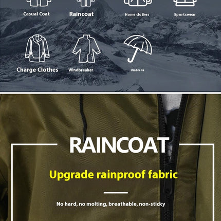 Men's Long Raincoat Hooded Rain Poncho Waterproof Poncho Lightweight Unisex Raincoat for Outdoor