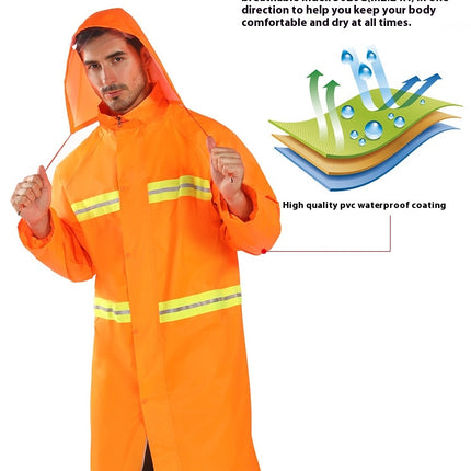 Raincoat Waterproof Men's Long Rain Jacket Lightweight Reflective Raincoats with Hood