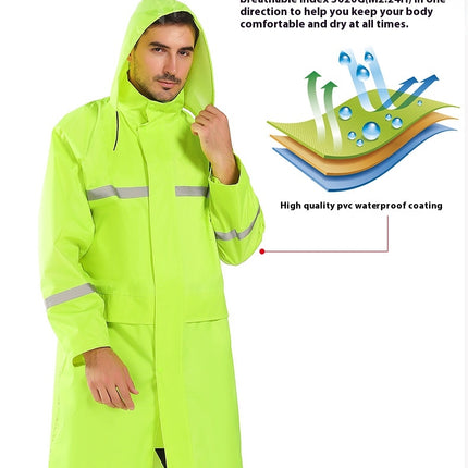 Raincoat Waterproof Men's Long Rain Jacket Lightweight Reflective Outdoor Poncho