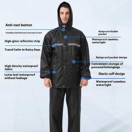 Rain Suit for Men and Women, Waterproof Motorcycle Raincoat with Reflective Rain Jacket and Rain Pants