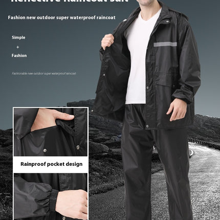 Rain Suit for Men and Women, Waterproof Motorcycle Raincoat with Reflective Rain Jacket and Rain Pants