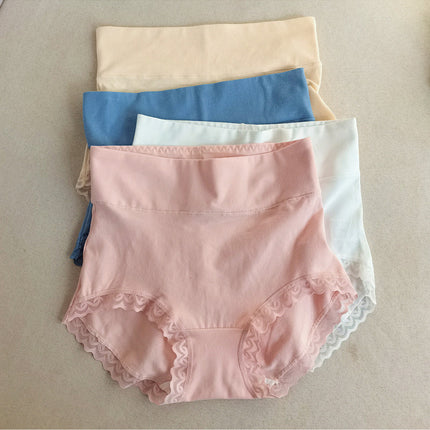 Women's Cotton High Waisted Lace Panties Sexy Full Coverage Panties 5 Pack