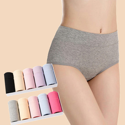 Women's Underwear Cotton Mid Waisted Ladies Panties Full Coverage Briefs 5 Pack