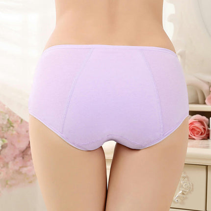 Women Menstrual Period Briefs Mid Waist Cotton Panties 3 Pack