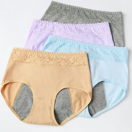 Women Menstrual Period Briefs Mid Waist Cotton Panties 3 Pack