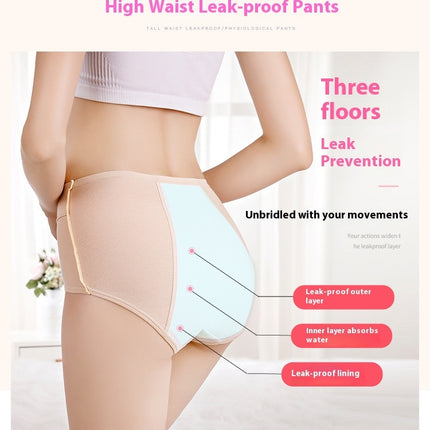 Women's Menstrual Period Briefs High Waisted Cotton Panties 3 Pack