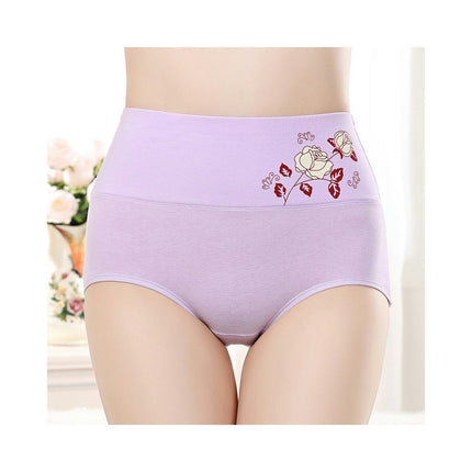 Womens High Waist Cotton Soft Stretchy Briefs Full Coverage Panties 5 Pack