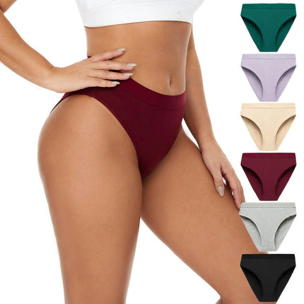 Women's High Waisted Cotton Underwear Soft Breathable Briefs  Panties 5 Pack