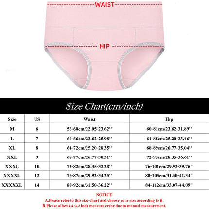 6 Pack Women's Cotton Hipster Panties High Waist Ladies Briefs