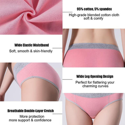 6 Pack Women's Cotton Hipster Panties High Waist Ladies Briefs