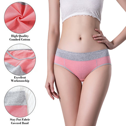 6 Pack Women's Cotton Hipster Panties High Waist Ladies Briefs