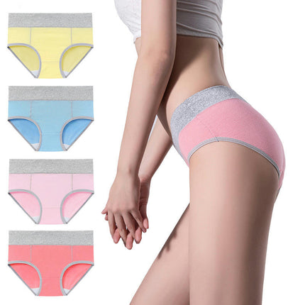 4 Pack Women's Cotton Hipster Panties Mid Waist Ladies Soft Briefs 1