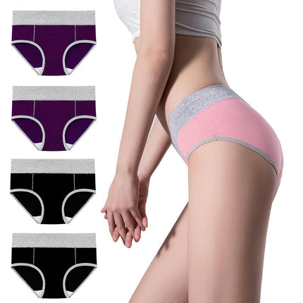 4 Pack Women's Cotton Hipster Panties Mid Waist Ladies Soft Briefs 1