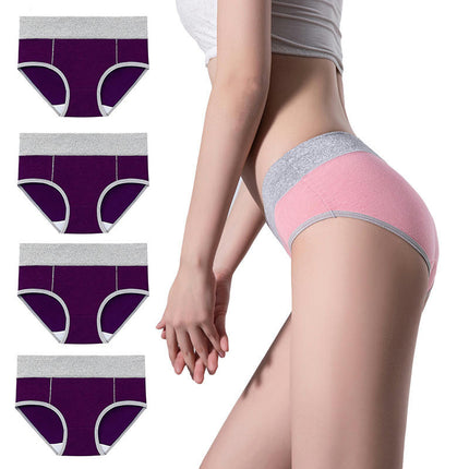 4 Pack Women's Cotton Hipster Panties Mid Waist Ladies Soft Briefs