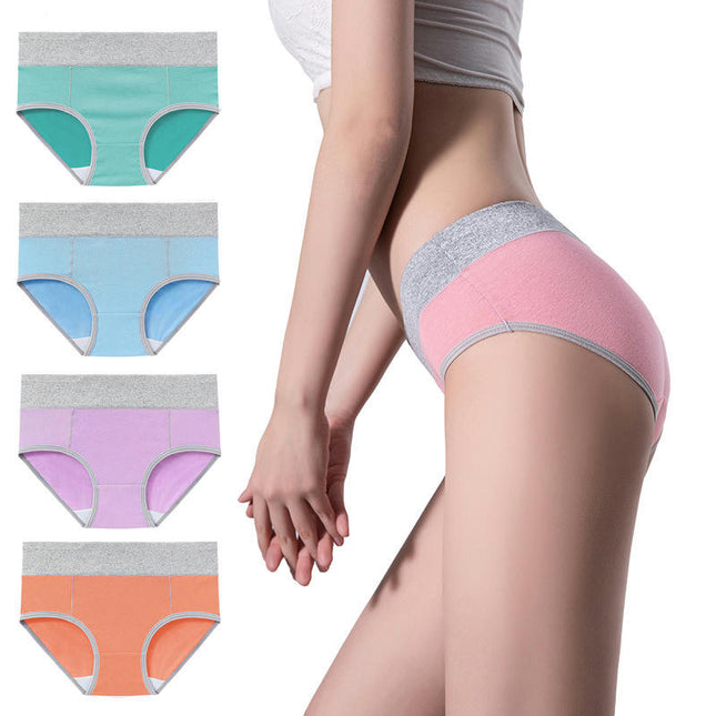 4 Pack Women's Cotton Hipster Panties Mid Waist Ladies Soft Briefs 1