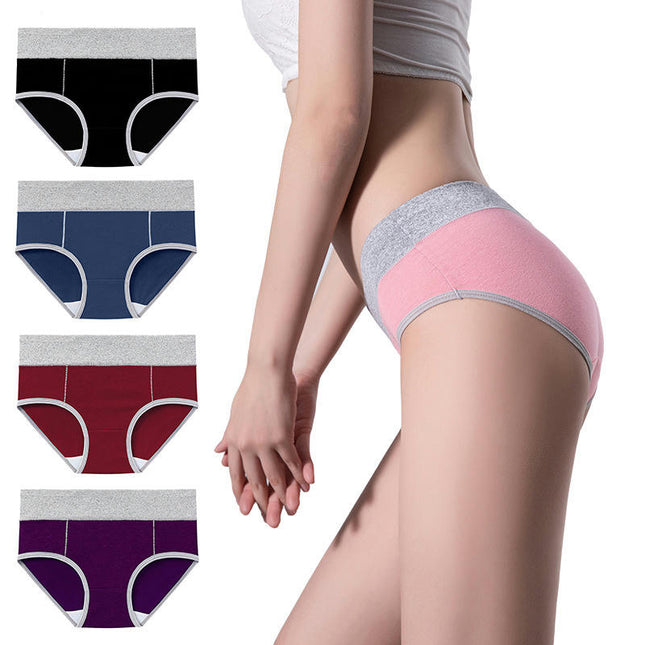 4 Pack Women's Cotton Hipster Panties Mid Waist Ladies Soft Briefs 2