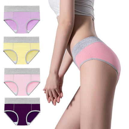 4 Pack Women's Cotton Hipster Panties Mid Waist Ladies Soft Briefs