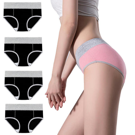 4 Pack Women's Cotton Hipster Panties Mid Waist Ladies Soft Briefs