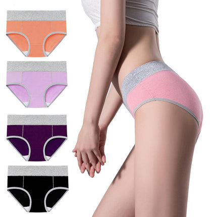 4 Pack Women's Cotton Hipster Panties Mid Waist Ladies Soft Briefs