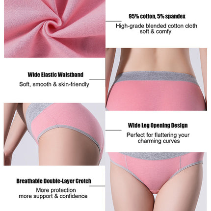 4 Pack Women's Cotton Hipster Panties Mid Waist Ladies Soft Briefs