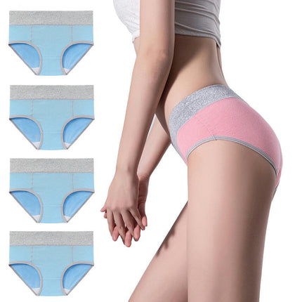 4 Pack Women's Cotton Hipster Panties Mid Waist Ladies Soft Briefs