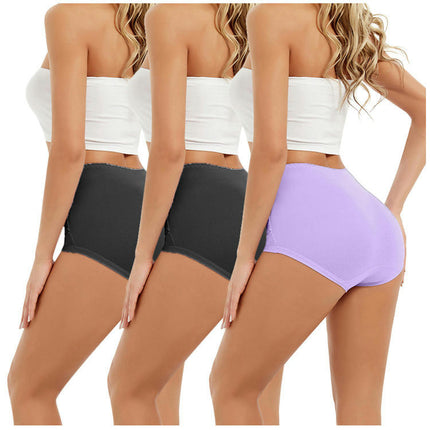 Women's Lace High Waist Bikini Panties Soft Stretch Briefs 3 Pack