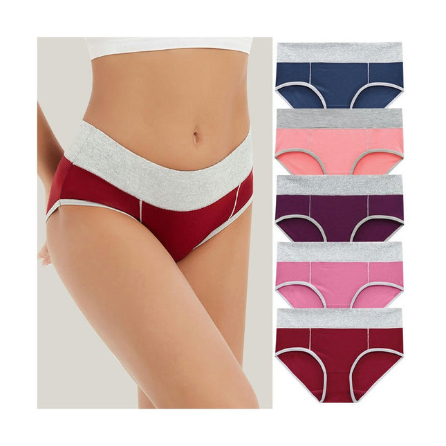 Womens Cotton Stretch Breathable Briefs Mid Rise Full Coverage Panties 5 Pack 1