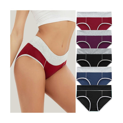 Womens Cotton Stretch Breathable Briefs Mid Rise Full Coverage Panties 5 Pack