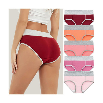 Womens Cotton Stretch Breathable Briefs Mid Rise Full Coverage Panties 5 Pack