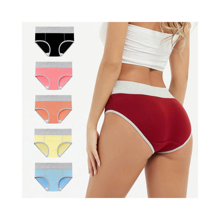 Womens Cotton Stretch Breathable Briefs Mid Rise Full Coverage Panties 5 Pack