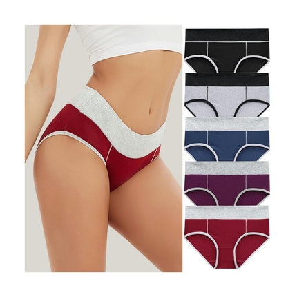 Womens Cotton Stretch Breathable Briefs Mid Rise Full Coverage Panties 5 Pack