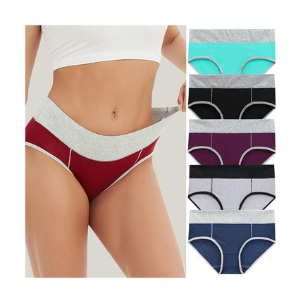 Womens Cotton Stretch Breathable Briefs Mid Rise Full Coverage Panties 5 Pack 1