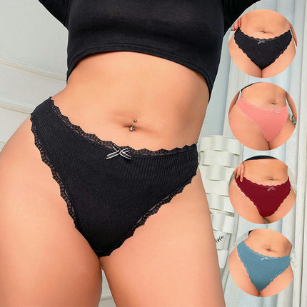 Lace Thongs for Women Seamless Stretch No Show Underwear Thong Panties