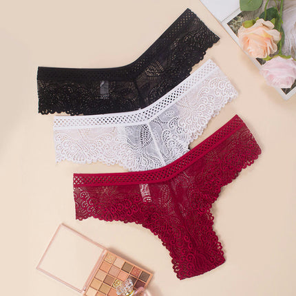 Thongs for Women - Stretchy Floral Lace Thong Underwear Panties