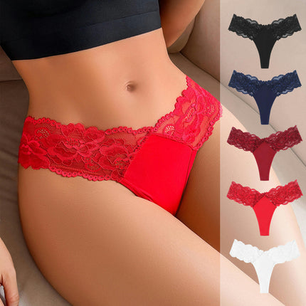 Women's Lace Thongs Stretch No Show Underwear Thong Panties